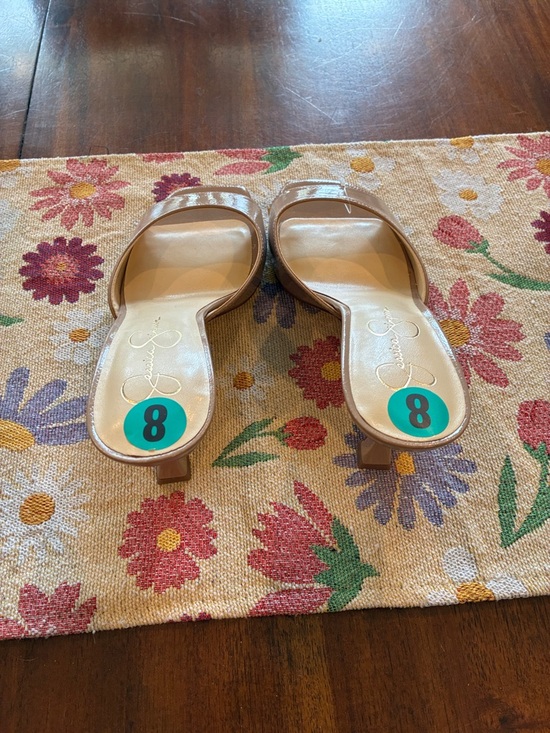 Jessica Simpson Nude Patent Slide Mules - Picture 3 of 4